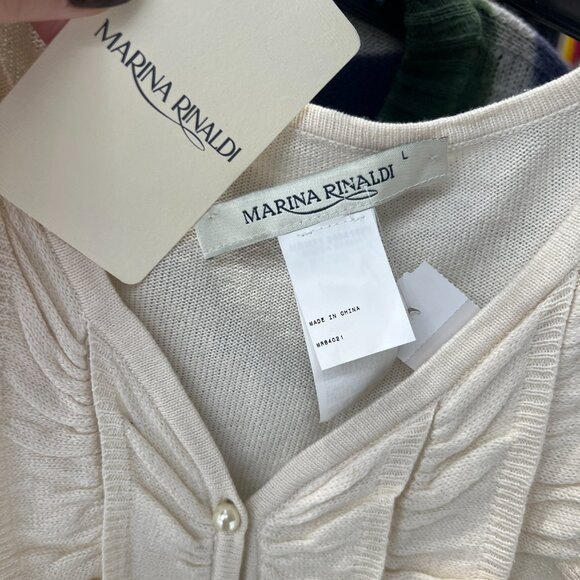 NWT Marina Rinaldi Ivory Knit Ruched Button Sweater Blouse Top size Large - Picture 7 of 8
